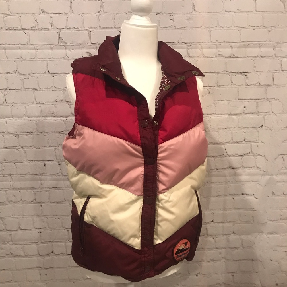 Pink Chevron stripe puffy vest